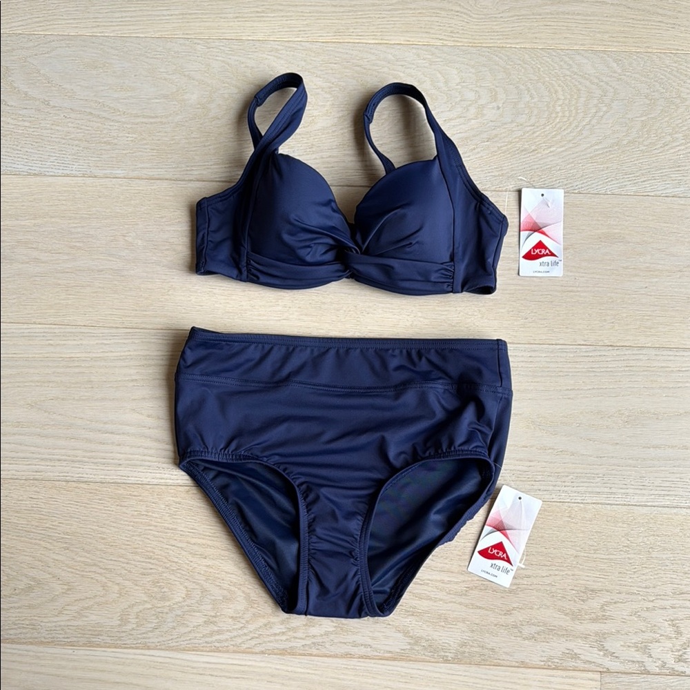 Lands End  Women's Navy Swim Set